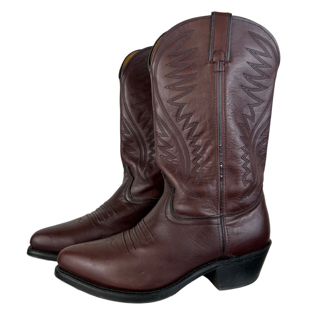 Vintage Men's Lehigh Brown Leather Embroidered Western Country Boots (Sz 9.5D)